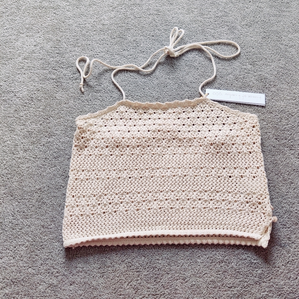 House of Harlow 1960 Crochet Tube Top - Beige Size Medium NEW Beach Bohemian